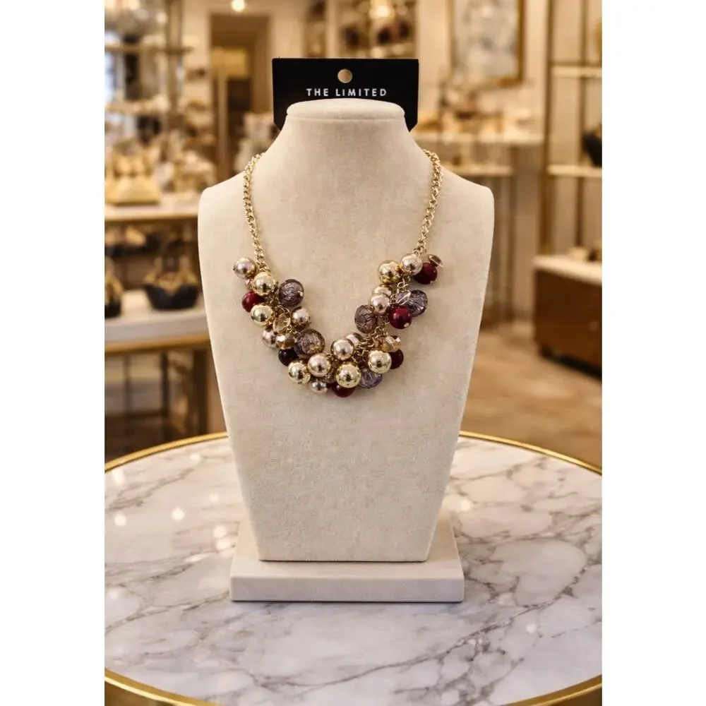 The Limited Gold Beaded Statement Necklace New